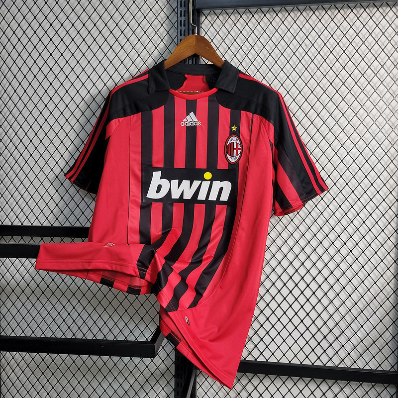 CAMISOLA RETRÔ DO MILAN 07/08 VERMELHO E PRETO